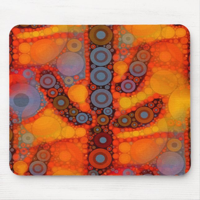 Orange Purple Southwestern Saguaro Cactus Mosaic Mouse Pad (Front)
