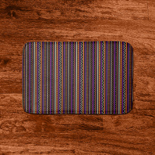 Orange Purple Tan Black Southwest Pattern Bath Mat