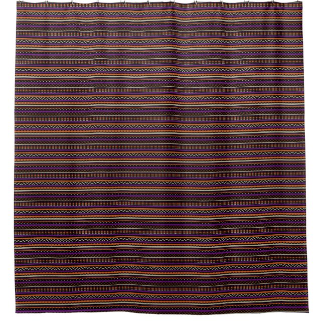 Orange Purple Tan Black Southwest Pattern Shower Curtain (Front)