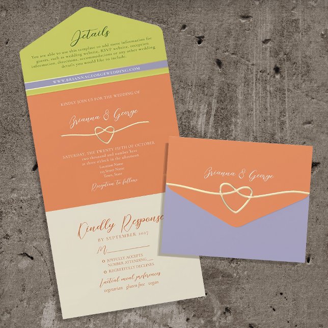 Orange Purple Wedding All In One Invitation (Creator Uploaded)