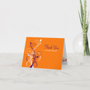 Orange Purple White Floral Thank You Card 3