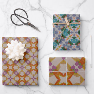 Orange & Purple Wrapping Paper Sheet set of 3