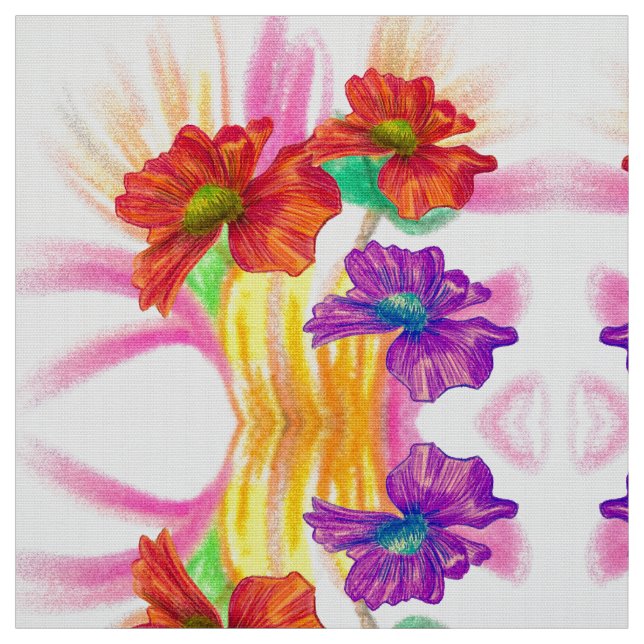 Orange PurpleFloral Fabric (Swatch)