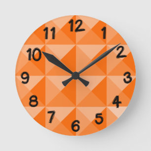 Orange Pyramids  Round Clock