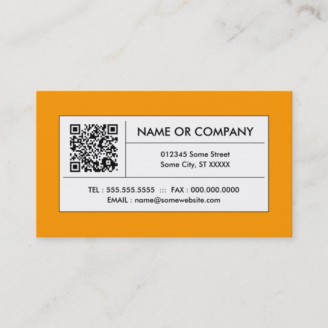 orange QR code Business Card (Front)