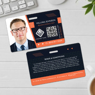 Orange QR Code Photo ID Badge   Corporate Employee