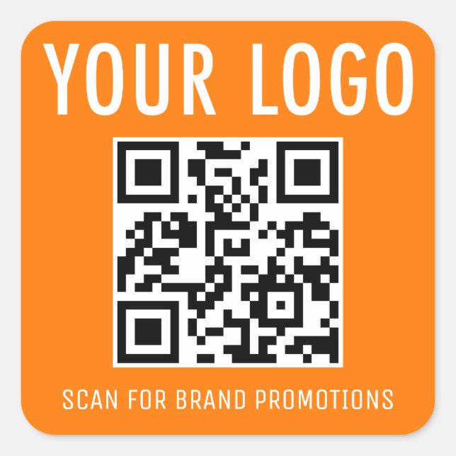Orange QR Code Stickers Company Logo 1.5 in Square (Front)