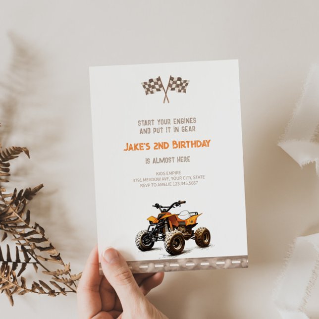 Orange Quad Bike Birthday Invitation  (Creator Uploaded)