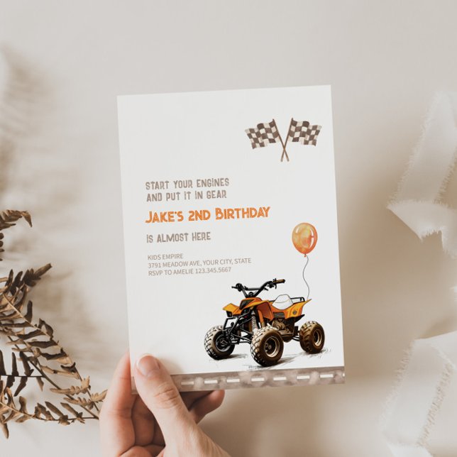 Orange Quad Bike Birthday Invitation  (Creator Uploaded)