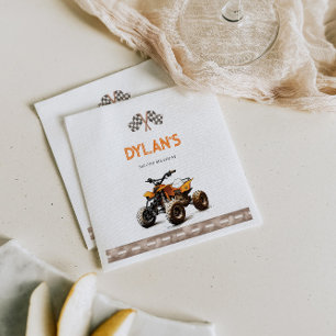 Orange Quad Bike Birthday Invitation  Napkin