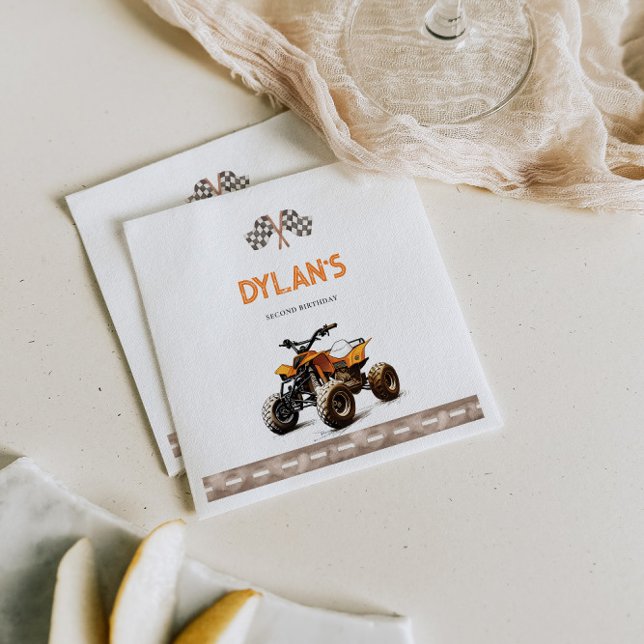 Orange Quad Bike Birthday Invitation  Napkin (Creator Uploaded)