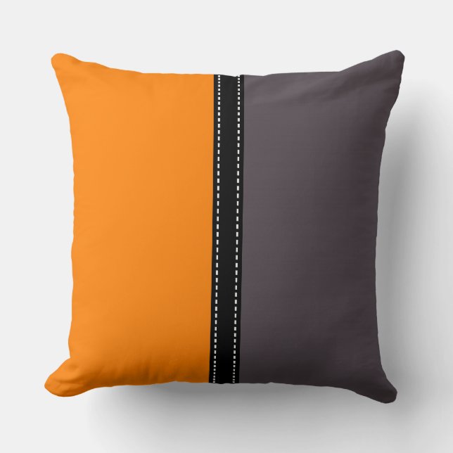 Orange & Quartz Solid Colour Background Cushion (Front)