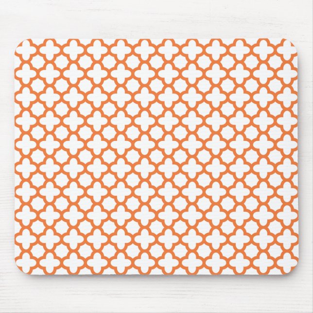 Orange Quatrefoil Pattern Mouse Pad (Front)