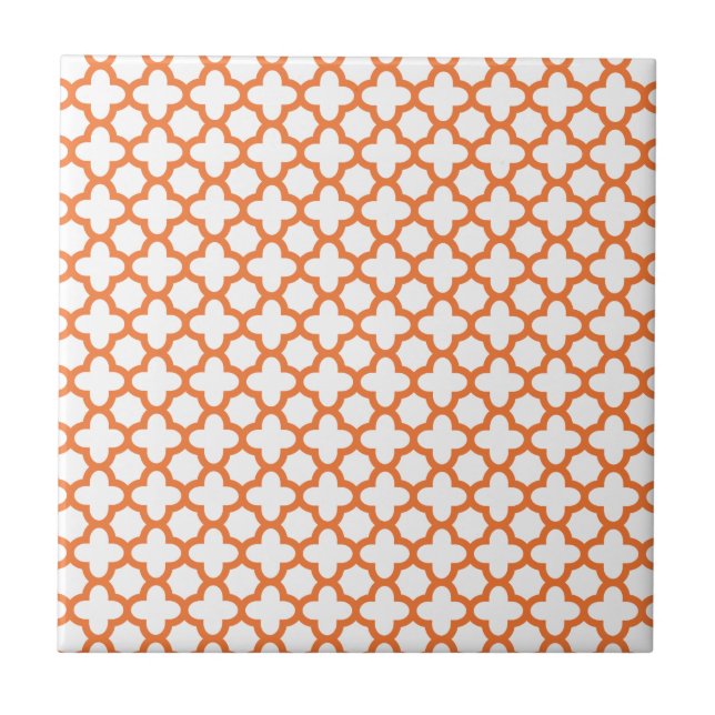 Orange Quatrefoil Pattern Tile (Front)