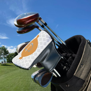 Orange Quatrefoil Personalised Golf Head Cover