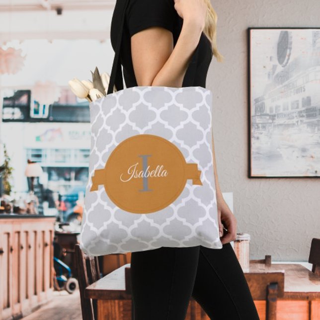 Orange Quatrefoil Personalised Tote Bag (Orange Quatrefoil Personalized Tote Bag)
