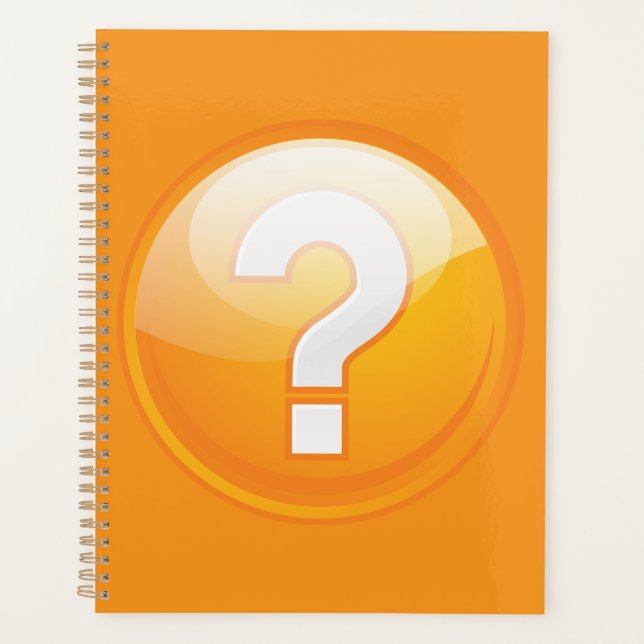 Orange Question Mark Bold Modern Symbol Planner (Front)