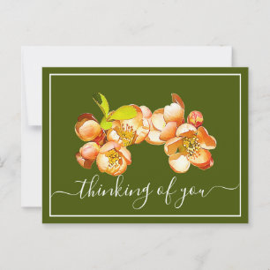 Orange Quince Green Background Thinking Of You Postcard