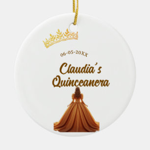 Orange quinceanera princess crown birthday name da ceramic tree decoration