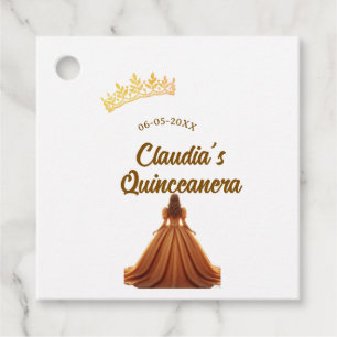Orange quinceanera princess crown birthday name da favour tags