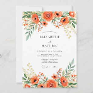 Orange Radiant Floral Wedding Invitation