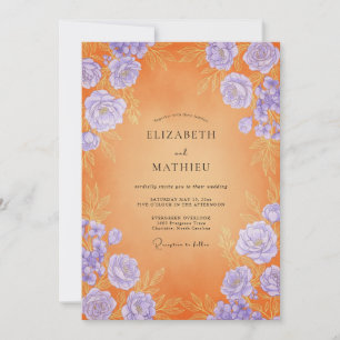 Orange Radiant Sunset Wedding Invitation