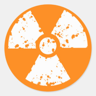 Orange Radioactive Symbol Classic Round Sticker