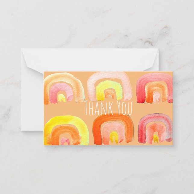 Orange rainbow cute retro art card (Front)