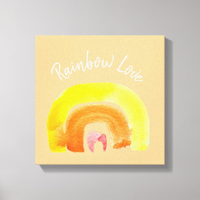 Orange Rainbow love watercolor Canvas Print (Front)