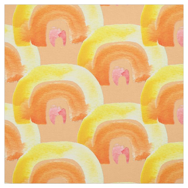 Orange Rainbow love watercolor Fabric (Swatch)