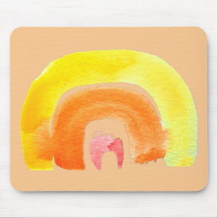 Orange Rainbow love watercolor Mouse Pad