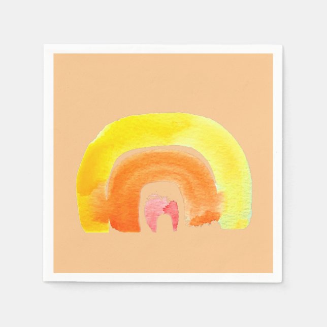 Orange Rainbow love watercolor Napkin (Front)