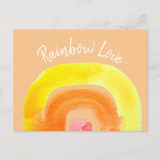 Orange Rainbow love watercolor Postcard (Front)
