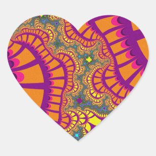 Orange Rainbow Remix Heart Sticker