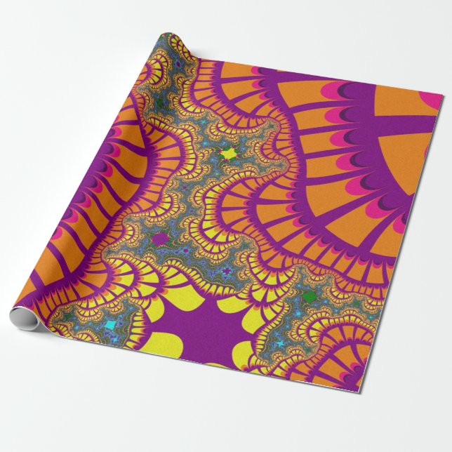 Orange Rainbow Remix Wrapping Paper (Unrolled)