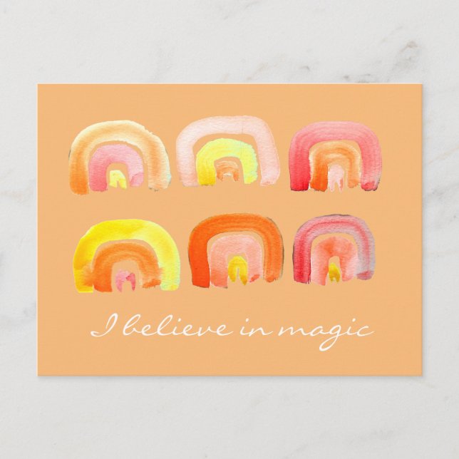 Orange rainbow retro inspiration quote postcard (Front)