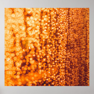 Orange raindrops on glass, abstract background. poster