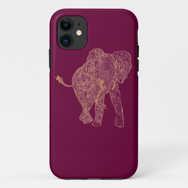Orange/Raspberry Elephant iPhone 5 Case (Back)