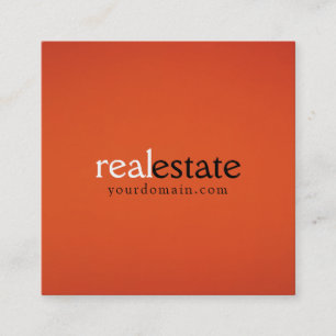 Orange Real Estate Agent Minimalist Modern Plain Square Business Card