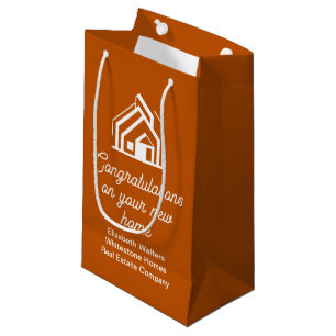 Orange Real Estate Company Custom Realtor Small Gift Bag