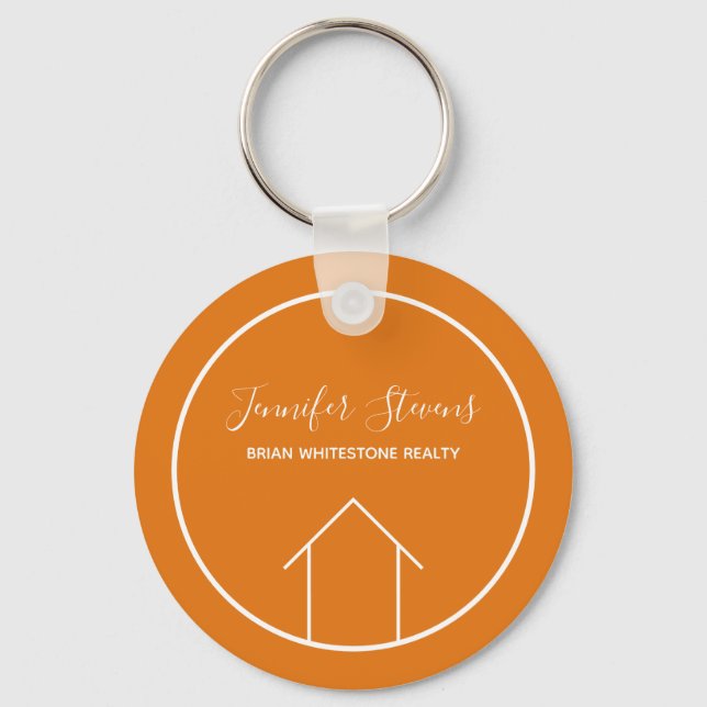 Orange Real Estate Company Personalised Realtor Key Ring (Front)
