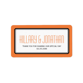 Orange rectangular frame wedding favour labels