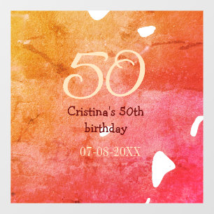 Orange red 50 birthday anniversary add name date p