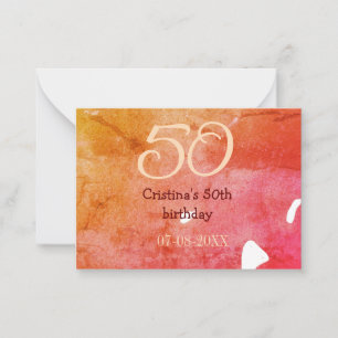 Orange red 50 birthday anniversary add name date p card