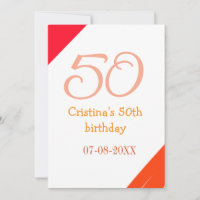 Orange red 50 birthday anniversary add name date p