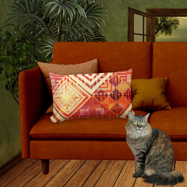 Orange Red Abstract Geometric Pattern Pillow (Creator Uploaded)