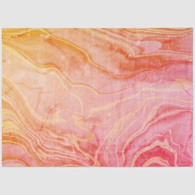 Orange red Abstract Marble Tissue Paper (Front)