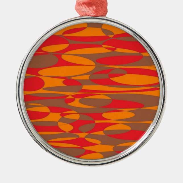 Orange, red and brown elliptical design metal tree decoration (Front)