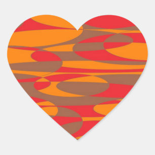 Orange, Red and Brown Elliptical Heart Sticker