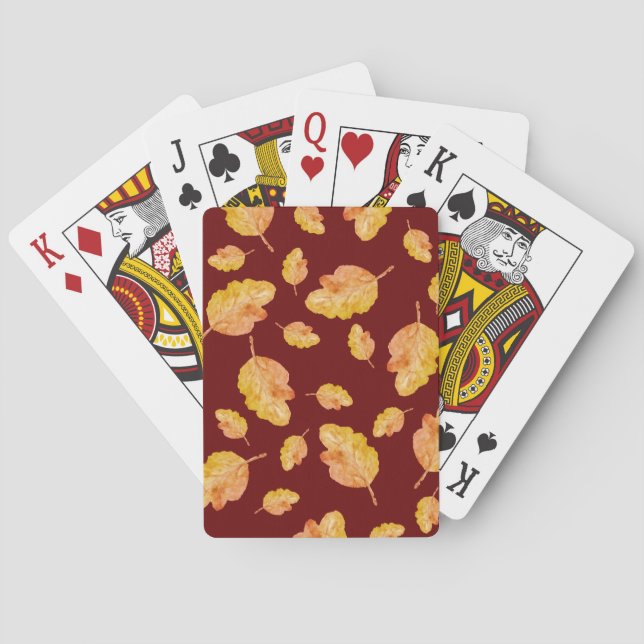 Orange Red Autumn Fall Leaves Playing Cards (Back)